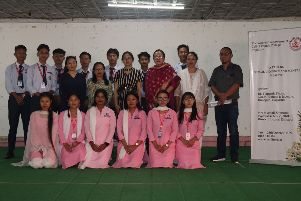 Students, faculty of Pranab College with resource persons at the talk on sexual violence and mental health on October 25.